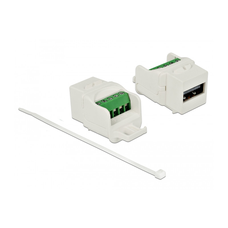 Delock Keystone Modul USB 2.0 A Buchse zu Terminalblock weiß