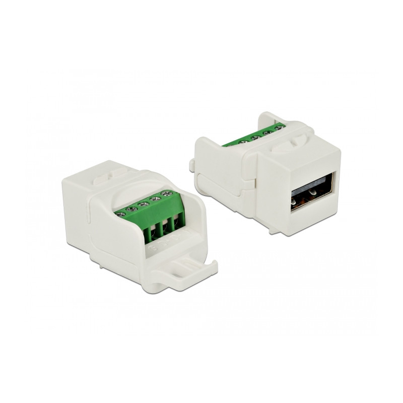Delock Keystone Modul USB 2.0 A Buchse zu Terminalblock weiß
