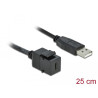 Delock Keystone Modul USB 2.0 C Buchse - USB 2.0 A Stecker mit Kabel