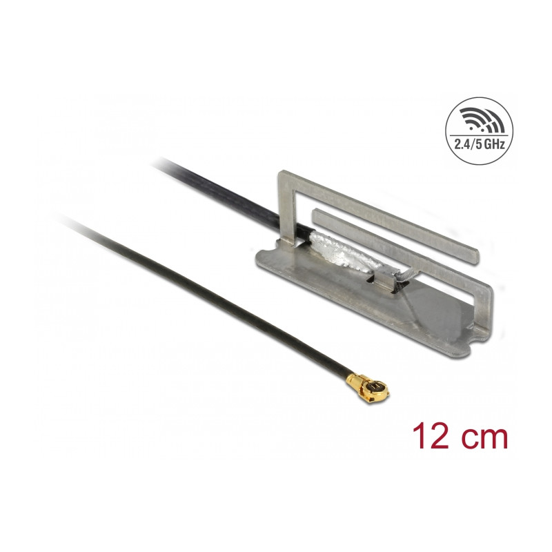 Delock WLAN 802.11 ac/ax/a/h/b/g/n Antenne I-PEX Inc., MHF® 4L Stecker 1,6 dBi 1.13 12 cm PIFA intern