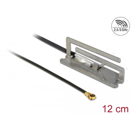 Delock WLAN 802.11 ac/ax/a/h/b/g/n Antenne I-PEX Inc., MHF® 4L Stecker 1,6 dBi 1.13 12 cm PIFA intern