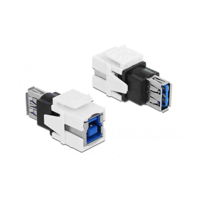 Delock Keystone Modul USB 5 Gbps A Buchse - USB 5 Gbps B Buchse weiß
