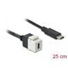 Delock Keystone Modul USB 5 Gbps Type-C™ Buchse zu USB Type-C™ Stecker mit Kabel 25 cm