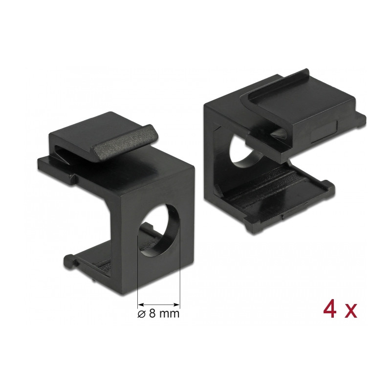 Delock Keystone Abdeckung schwarz mit 8 mm Durchführung 4 Stück
