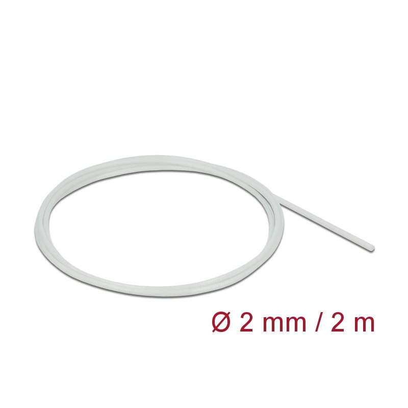 Delock Schutzschlauch Glasfasergeflecht 2 m x 2 mm weiß