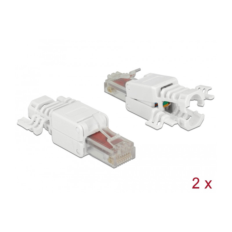 Delock RJ45 Stecker Cat.6 UTP werkzeugfrei 2 Stück