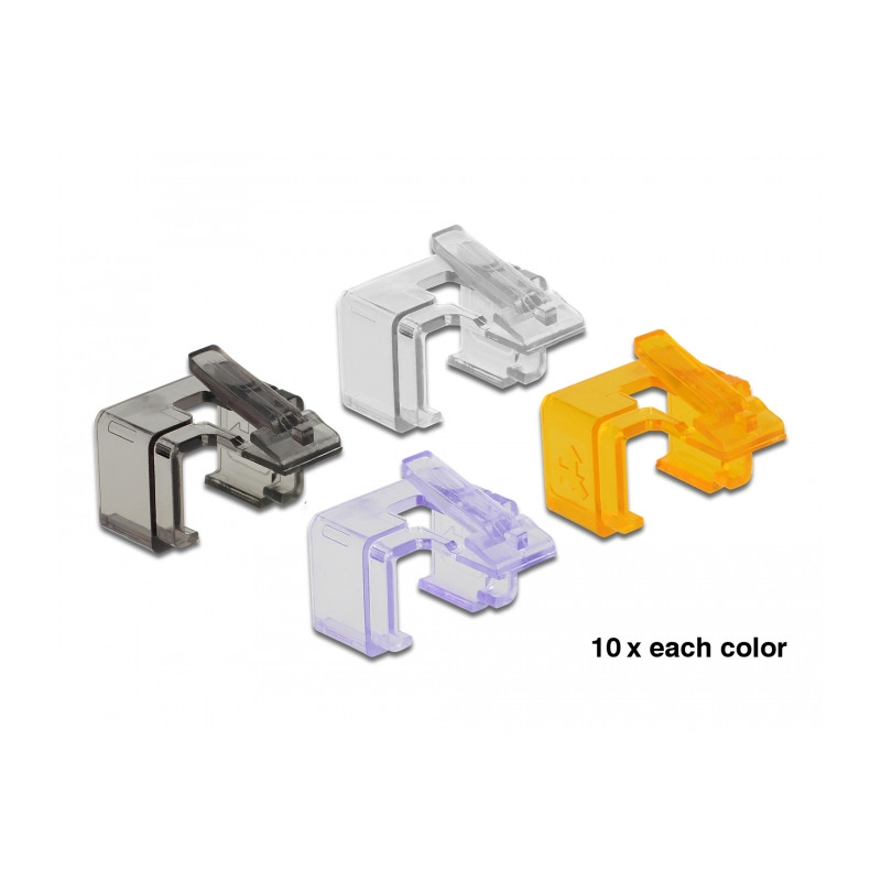 Delock RJ45 Reparatur Clip 40 Stück Set 2 (transparent, schwarz, violett, orange)