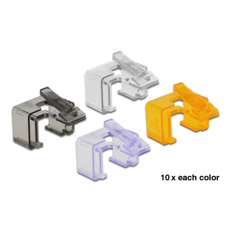 Delock RJ45 Reparatur Clip 40 Stück Set 2 (transparent, schwarz, violett, orange)