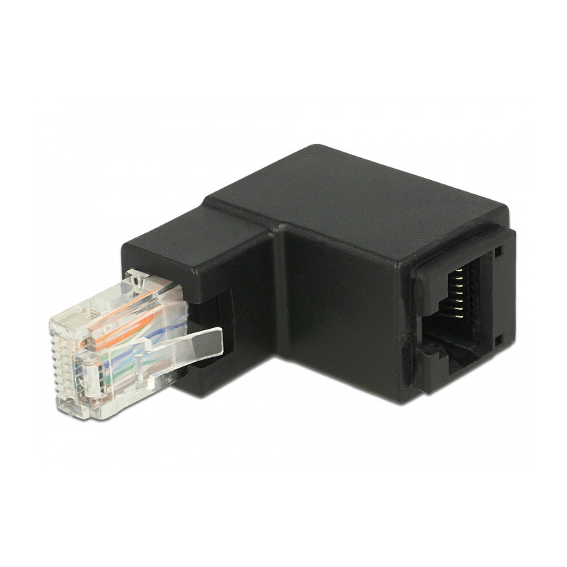 Delock Adapter RJ45 Stecker oben gewinkelt zu RJ45 Buchse Cat.6 UTP