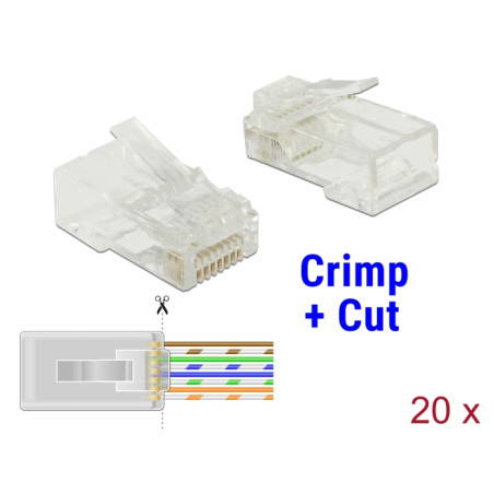 Delock RJ45 Crimp+Cut Stecker Cat.5e UTP 20 Stück
