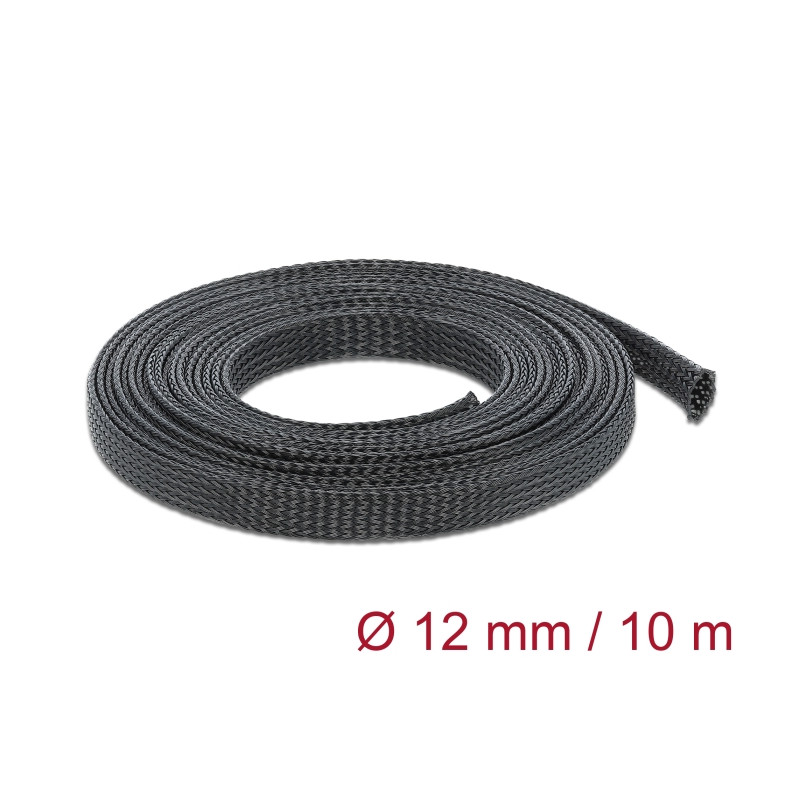 Delock Geflechtschlauch dehnbar 10 m x 12 mm schwarz