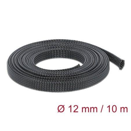 Delock Geflechtschlauch dehnbar 10 m x 12 mm schwarz