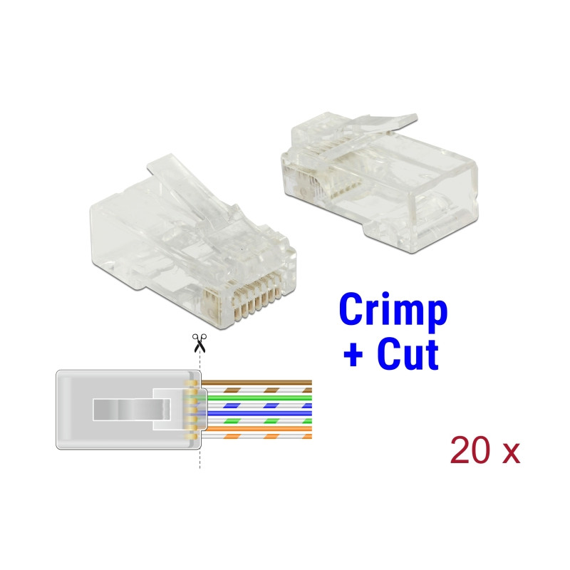Delock RJ45 Crimp+Cut Stecker Cat.6 UTP 20 Stück