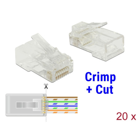 Delock RJ45 Crimp+Cut Stecker Cat.6 UTP 20 Stück