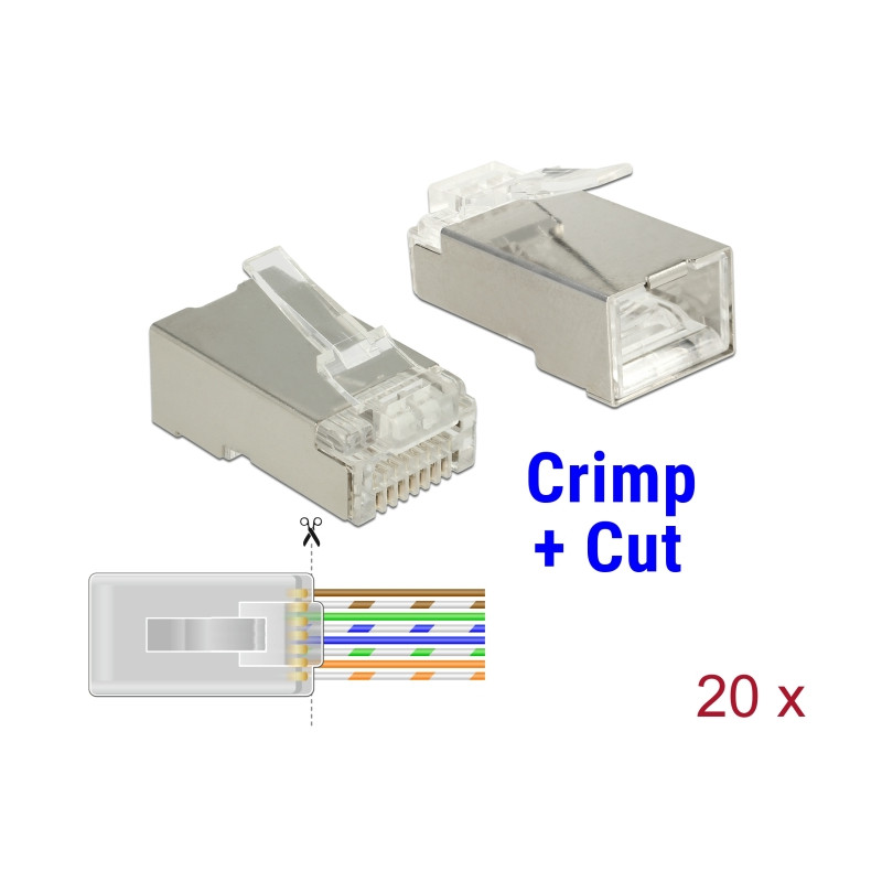 Delock RJ45 Crimp+Cut Stecker Cat.6 STP 20 Stück