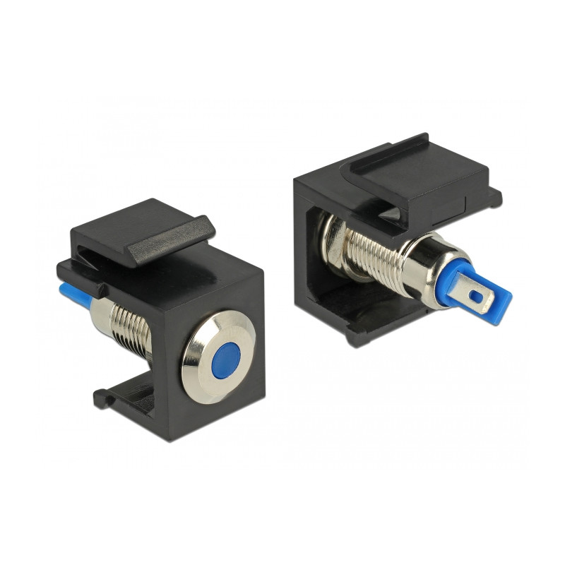 Delock Keystone LED blau 6 V flach, schwarz