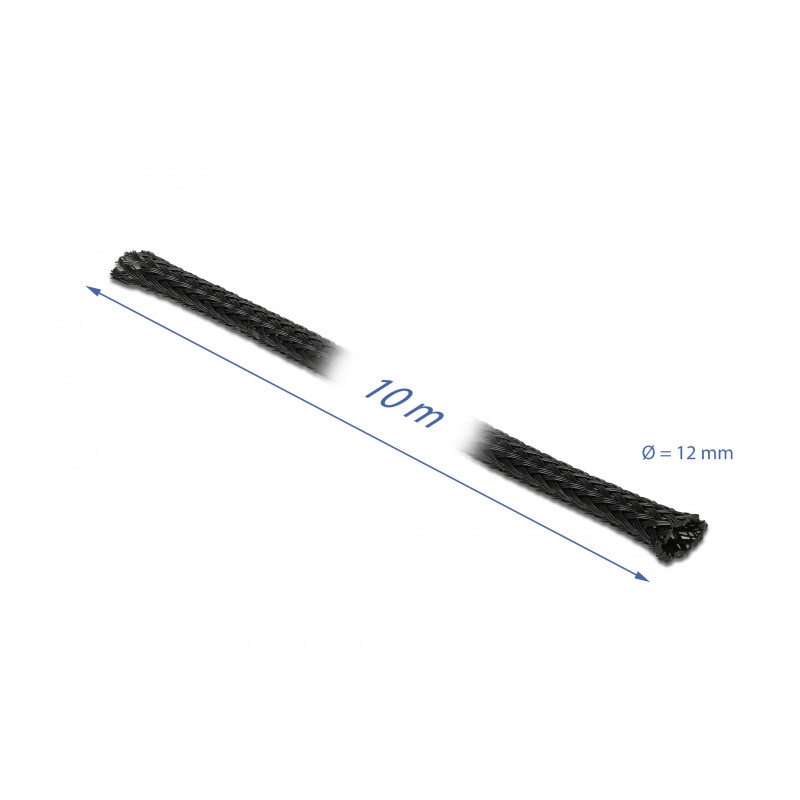 Delock Geflechtschlauch dehnbar 10 m x 12 mm schwarz