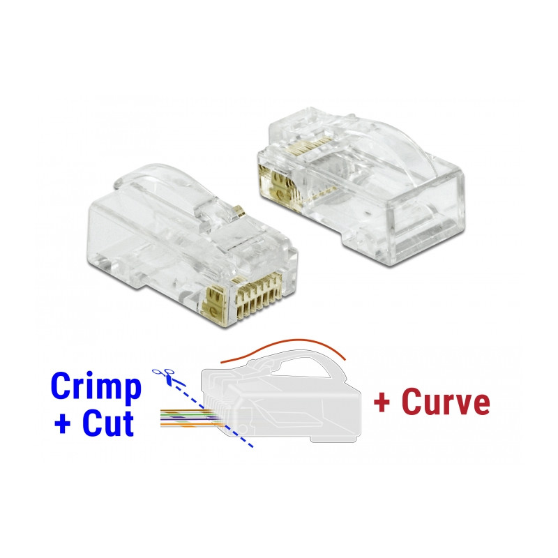 Delock RJ45 Crimp+Cut+Curve Stecker Cat.6 UTP 20 Stück