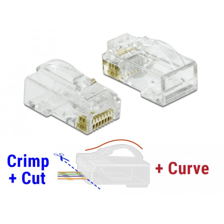 Delock RJ45 Crimp+Cut+Curve Stecker Cat.6 UTP 20 Stück