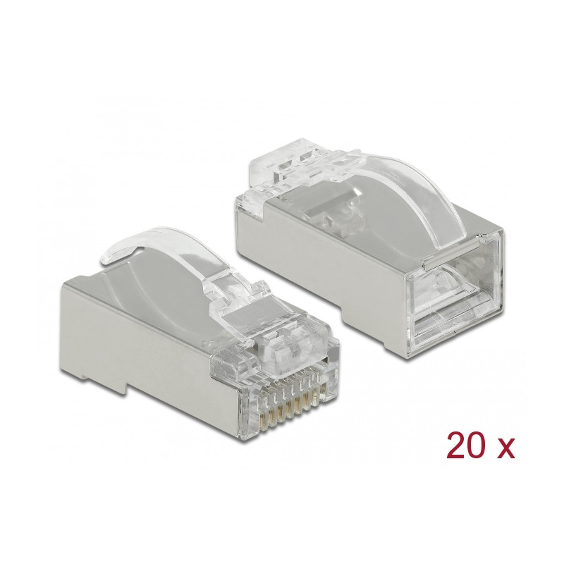 Delock RJ45 Crimp+Cut+Curve Stecker Cat.6 STP 20 Stück