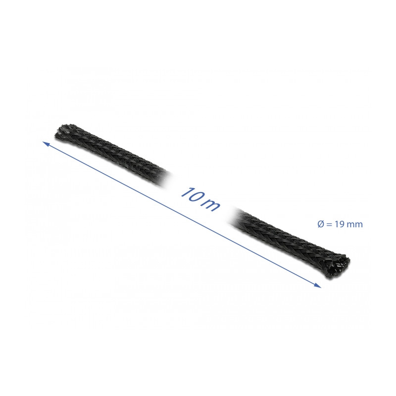 Delock Geflechtschlauch dehnbar 10 m x 19 mm schwarz