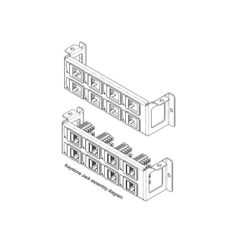 Delock Keystone Halterung 8 Port Panel Aufbau vertikal