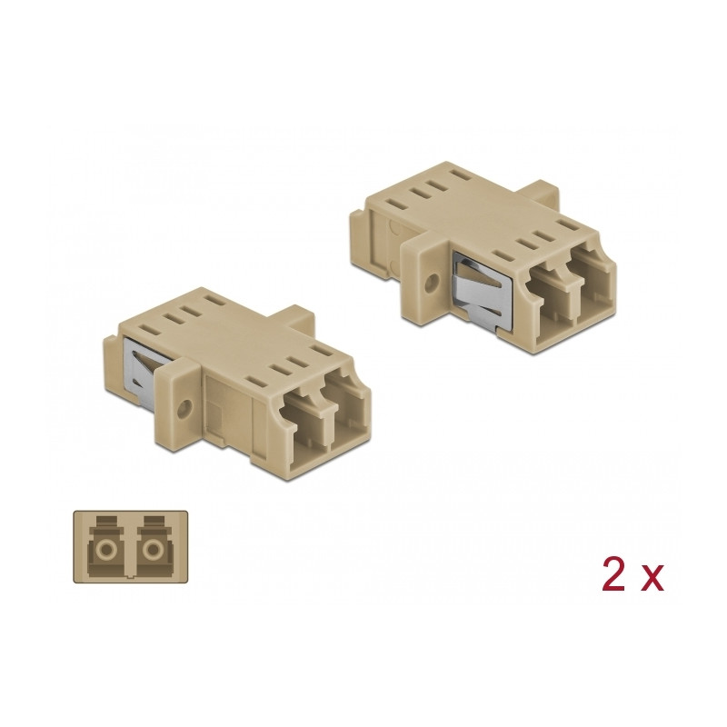 Delock LWL Kupplung LC Duplex Buchse zu LC Duplex Buchse Multimode 2 Stück beige