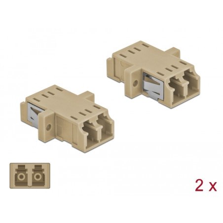 Delock LWL Kupplung LC Duplex Buchse zu LC Duplex Buchse Multimode 2 Stück beige