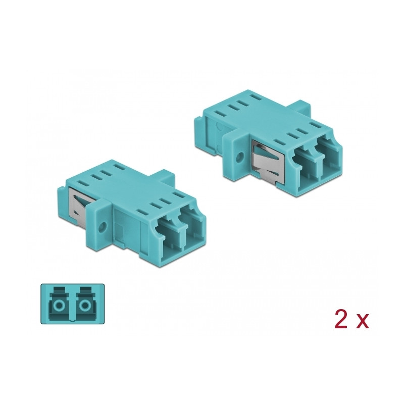 Delock LWL Kupplung LC Duplex Buchse zu LC Duplex Buchse Multimode 2 Stück hellblau