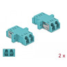 Delock LWL Kupplung LC Duplex Buchse zu LC Duplex Buchse Multimode 2 Stück hellblau