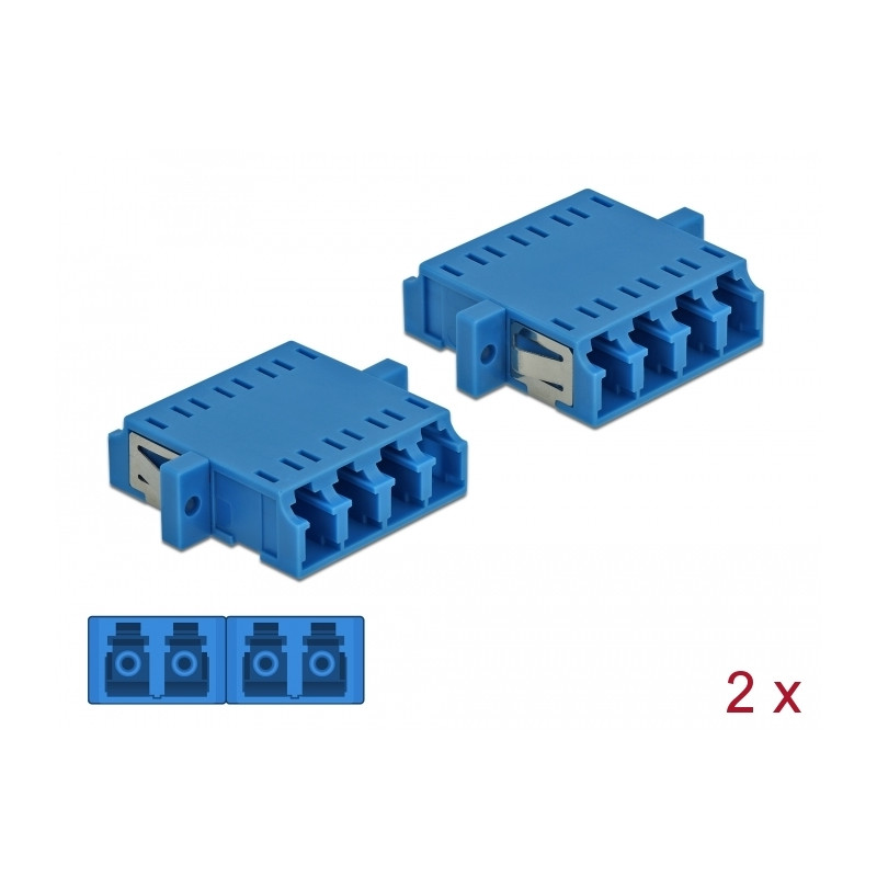 Delock LWL Kupplung LC Quad Buchse zu LC Quad Buchse Singlemode 2 Stück blau