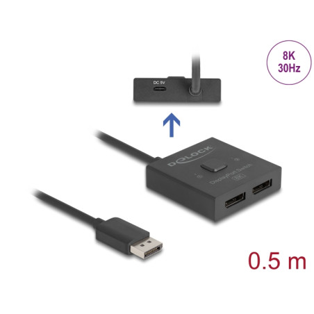 Delock DisplayPort Switch 2 auf 1 bidirektional 8K