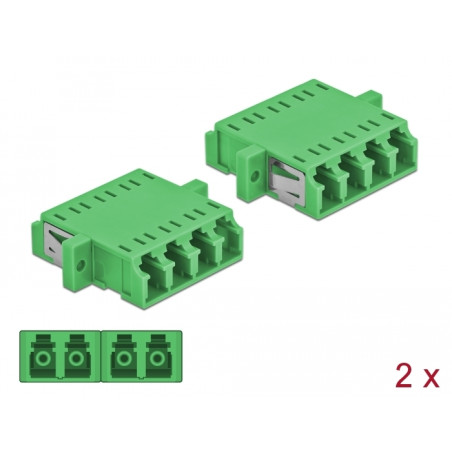 Delock LWL Kupplung LC Quad Buchse zu LC Quad Buchse Singlemode 2 Stück grün