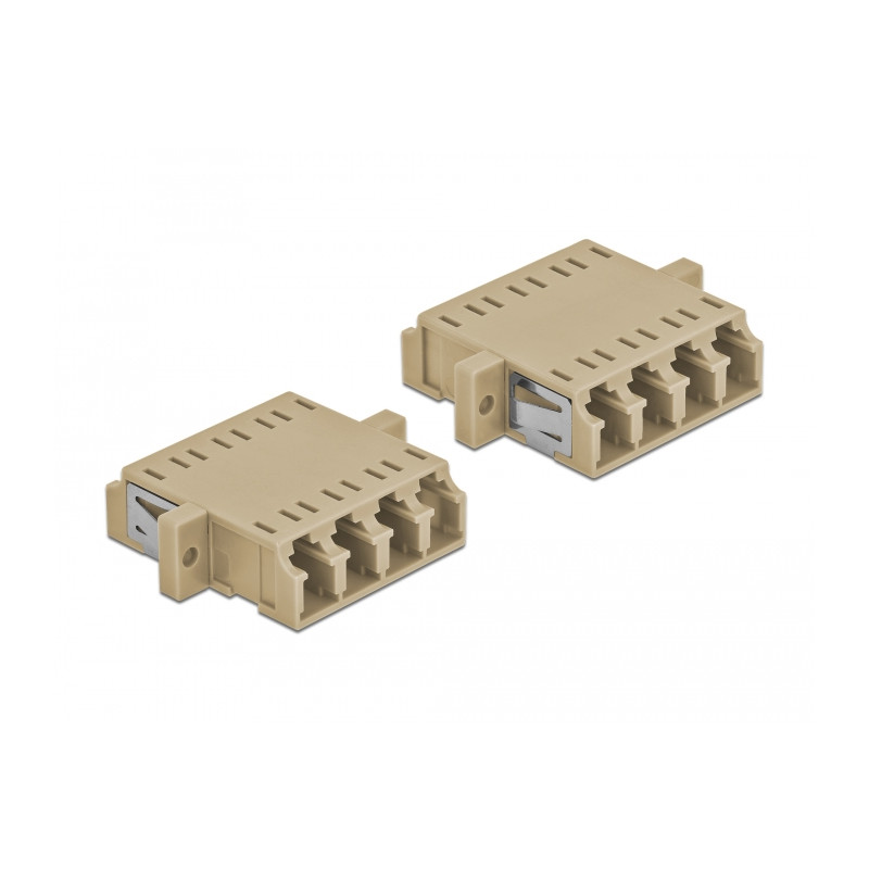 Delock LWL Kupplung LC Quad Buchse zu LC Quad Buchse Multimode 2 Stück beige