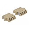 Delock LWL Kupplung LC Quad Buchse zu LC Quad Buchse Multimode 2 Stück beige