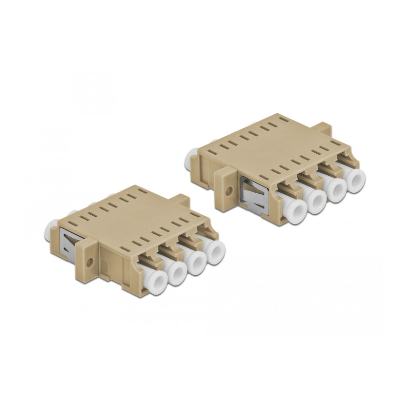 Delock LWL Kupplung LC Quad Buchse zu LC Quad Buchse Multimode 2 Stück beige