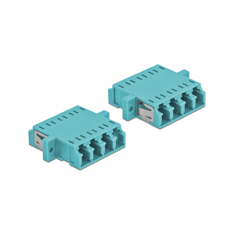 Delock LWL Kupplung LC Quad Buchse zu LC Quad Buchse Multimode 2 Stück hellblau