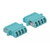Delock LWL Kupplung LC Quad Buchse zu LC Quad Buchse Multimode 2 Stück hellblau