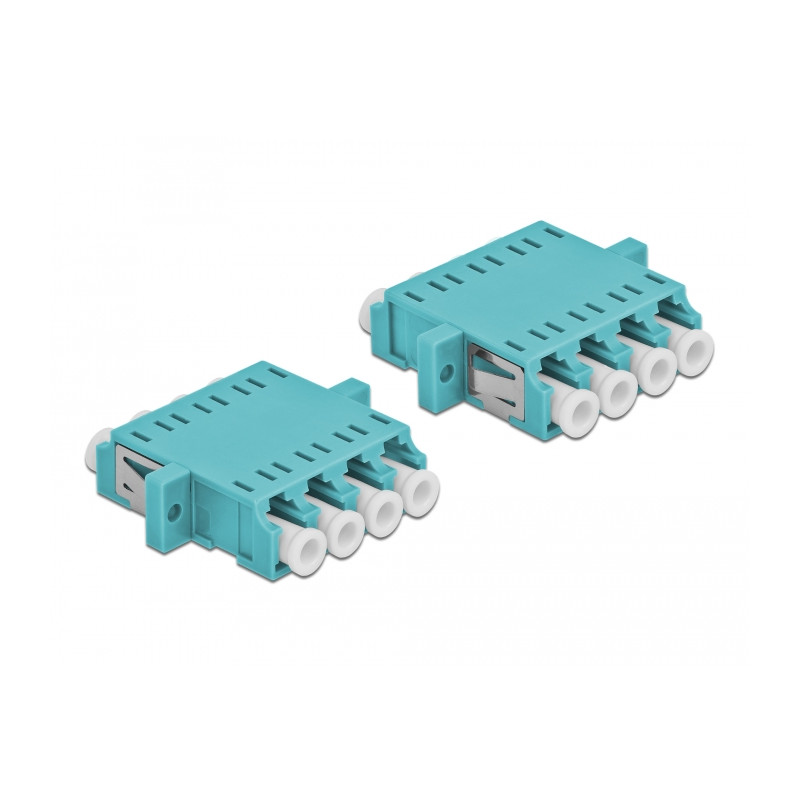 Delock LWL Kupplung LC Quad Buchse zu LC Quad Buchse Multimode 2 Stück hellblau