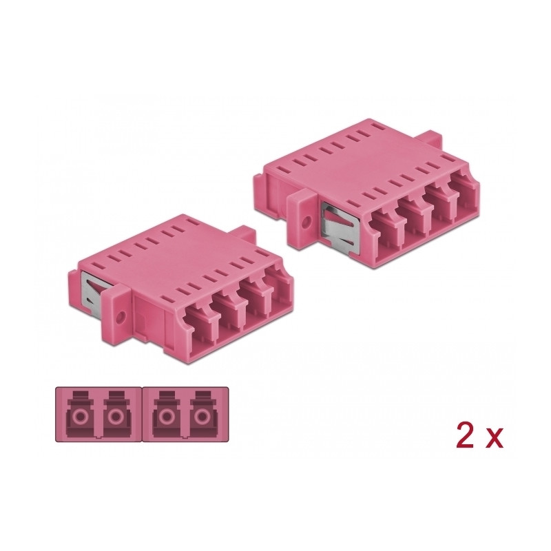 Delock LWL Kupplung LC Quad Buchse zu LC Quad Buchse Multimode 2 Stück violett