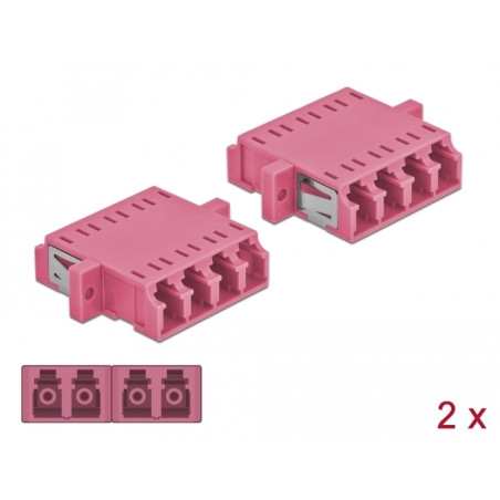 Delock LWL Kupplung LC Quad Buchse zu LC Quad Buchse Multimode 2 Stück violett