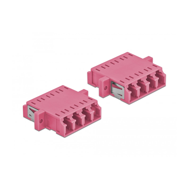 Delock LWL Kupplung LC Quad Buchse zu LC Quad Buchse Multimode 2 Stück violett