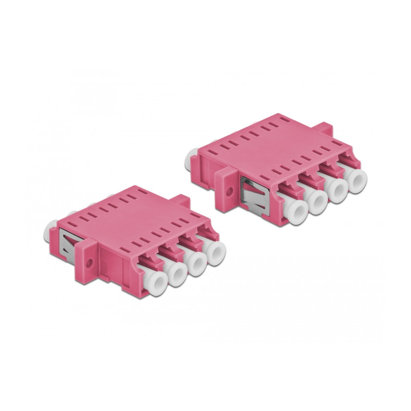 Delock LWL Kupplung LC Quad Buchse zu LC Quad Buchse Multimode 2 Stück violett