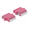 Delock LWL Kupplung LC Quad Buchse zu LC Quad Buchse Multimode 2 Stück violett