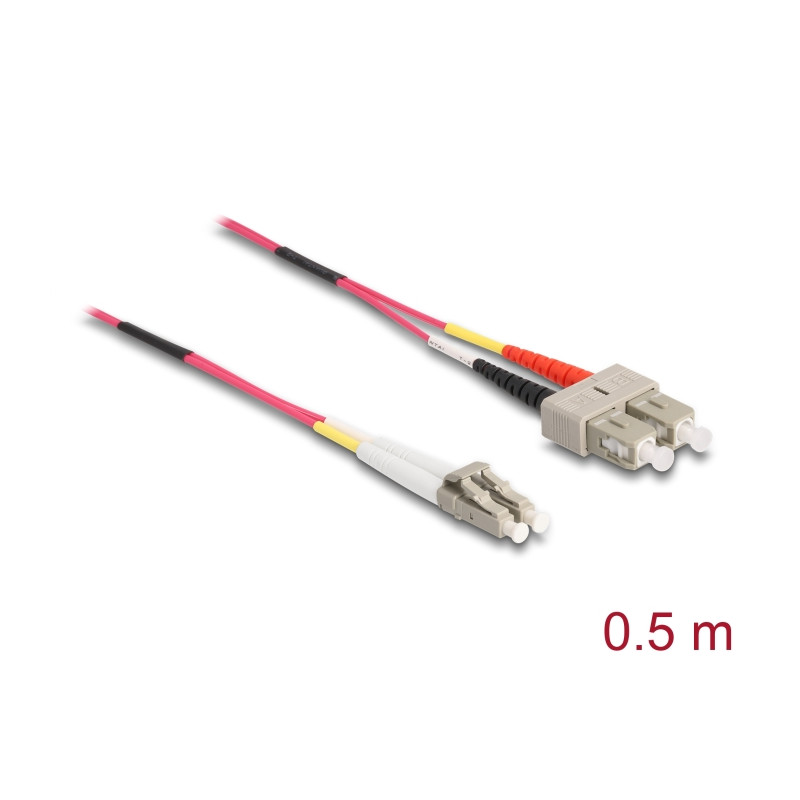 Delock Kabel Lichtwellenleiter LC zu SC Multimode OM4 0,5 m