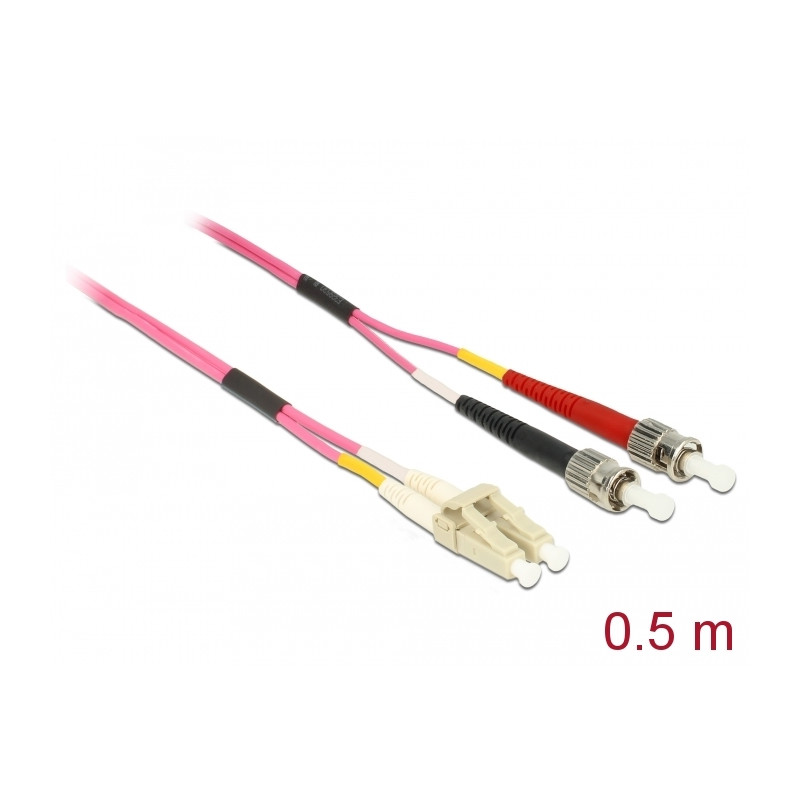 Delock Kabel Lichtwellenleiter LC zu ST Multimode OM4 0,5 m