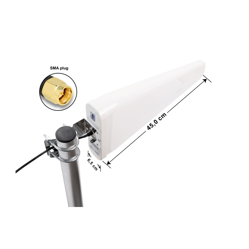 Delock LTE Antenne SMA Stecker 9 - 11 dB direktional mit Anschlusskabel (RG-58, 5 m) weiß outdoor