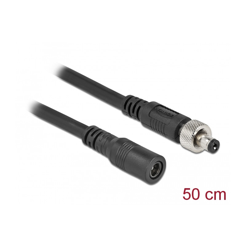Delock DC Verlängerungskabel 5,5 x 2,1 mm Stecker zu Buchse verschraubbar