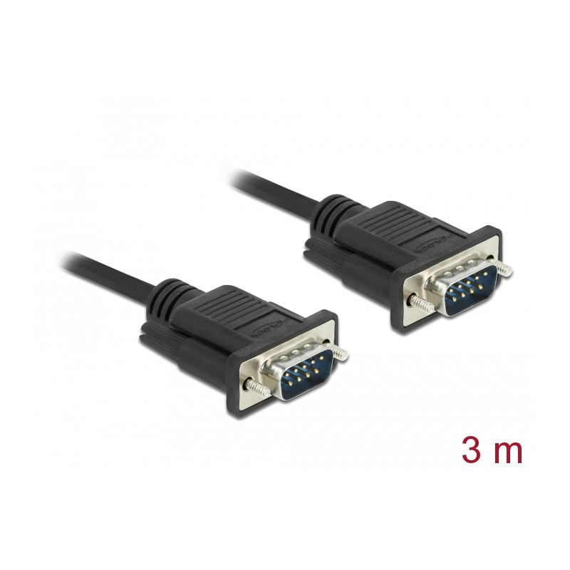 Delock RS-232 Kabel Seriell D-Sub 9 Stecker zu Stecker mit schmalem Steckergehäuse 3 m