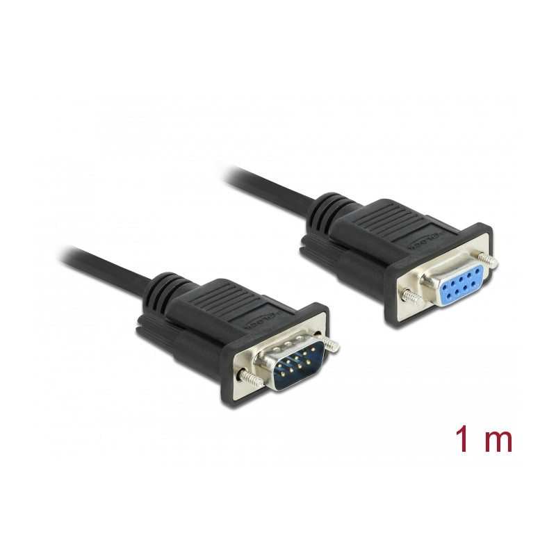 Delock RS-232 Kabel Seriell D-Sub 9 Stecker zu Buchse mit schmalem Steckergehäuse 1 m